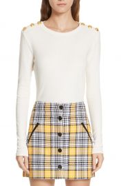 Veronica Beard Mayer Button Shoulder Stripe Top   Nordstrom at Nordstrom